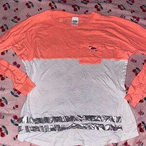 Victoria's Secret Pink and White Long Sleeve Tee